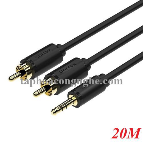 Unitek 26533 Y-C9026BK 20M Màu Đen Cáp Loa 1 Jack 3.5Mm Ra 2 Đầu Hoa Sen 30026533